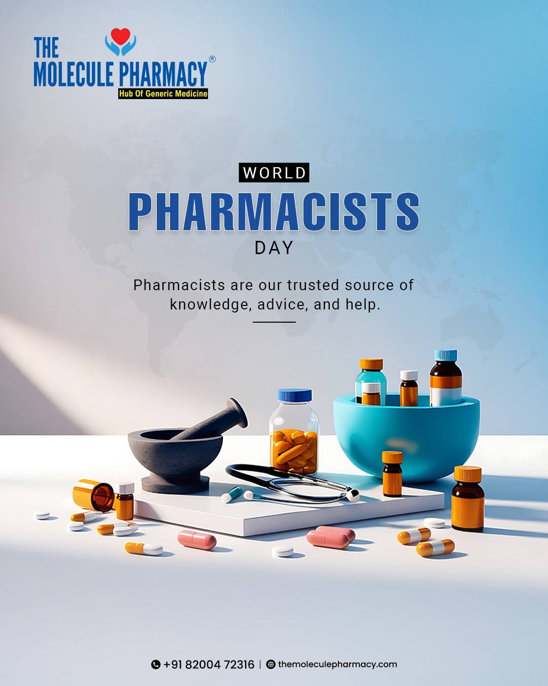 This World Pharmacist Day, Molecule Pharmacy celebrates the dedication and compassion of every pharmacist who stands by us, ensuring healthier and happier lives.
.
📞 Contact: +91 82004 72316
Location: https://themoleculepharmacy.com/store-locator/
Website: https://themoleculepharmacy.com/
.
.
.
#MoleculePharmacy #HealthIsWealth #AffordableHealth #GenericMedications #QualityCare #WellBeing #TrustedPharmacy #HealthCareSolutions #PatientCare #HealthyLiving #AffordableSolutions #HealthJourney #PharmacyExperts #BetterHealth #WorldPharmacistsDay