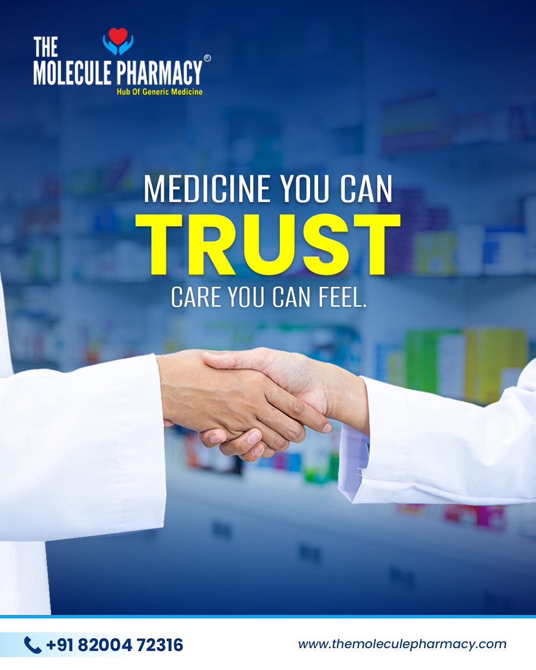 Because every medicine should come with trust, and every visit with care. 
.
.
Contact: +91 82004 72316
Location: https://themoleculepharmacy.com/store-locator/
Website: https://themoleculepharmacy.com/
.
#MoleculePharmacy #TrustedCare #GenericMedicine