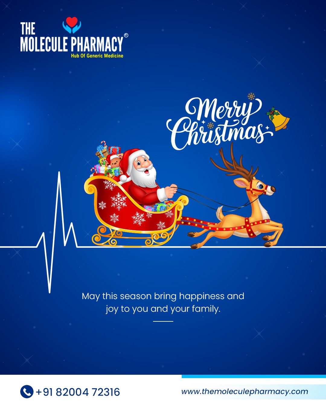 May the Christmas season bring happiness and joy to you and your family. Sending you the warmest wishes for a holiday filled with peace, laughter, and lasting memories. Merry Christmas!
.
Contact: +91 82004 72316
Location: https://themoleculepharmacy.com/store-locator/
Website: https://themoleculepharmacy.com/
.
#MerryChristmas #HappyHolidays #JoyToTheWorld #FamilyTime