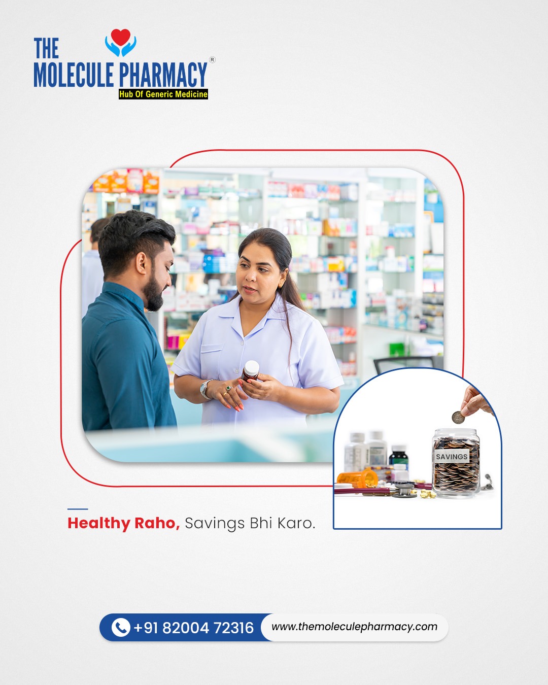 Good health shouldn’t come with a heavy price tag.
That’s why we bring high-quality generic medicines at affordable rates.
Same effectiveness. Smarter choice.
.
Contact: +91 82004 72316
Location: https://themoleculepharmacy.com/store-locator/
Website: https://themoleculepharmacy.com/
.
#AffordableHealth #GenericMedicines #SmartChoices #HealthcareForAll #HealthMatters #QualityCare #MedicinesThatWork #AffordableMedicines #BetterHealth #HealthcareSavings #TheMoleculePharmacy