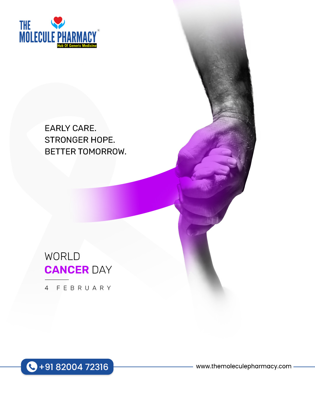 On World Cancer Day, we stand with every fighter, survivor, and caregiver.
Early detection, right medicines, and timely care can save lives.
Your neighborhood pharmacy is here to support you—every step of the way.
.
 #CancerAwareness #TogetherForACure #hopeforthefuture 
.
📞 Contact: +91 82004 72316
Location: https://themoleculepharmacy.com/store-locator/
Website: https://themoleculepharmacy.com/
.
.
.
#MoleculePharmacy #HealthIsWealth #AffordableHealth #GenericMedications #QualityCare #WellBeing #TrustedPharmacy #HealthCareSolutions #PatientCare #HealthyLiving #AffordableSolutions #HealthJourney #PharmacyExperts #BetterHealth #GenericDrugs #HealthSolutions #CustomerCare #PharmacyLife #Medicine
