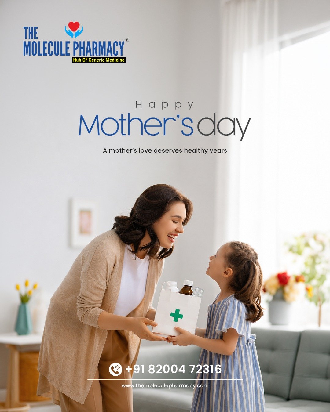 She takes care of everyone-without a break.

This Mother’s Day, pause and ask:
“When was the last time she took care of herself?”

Help her stay healthy, not just today-but every day.

The Molecule Pharmacy is here to support her care with affordable medicines you can trust.
.
.
Contact: +91 82004 72316
Location: https://themoleculepharmacy.com/store-locator/
Website: https://themoleculepharmacy.com/
.
.
#MoleculePharmacy #MothersDay #CareForMom #HealthyMotherHealthyHome  #LoveAndCare