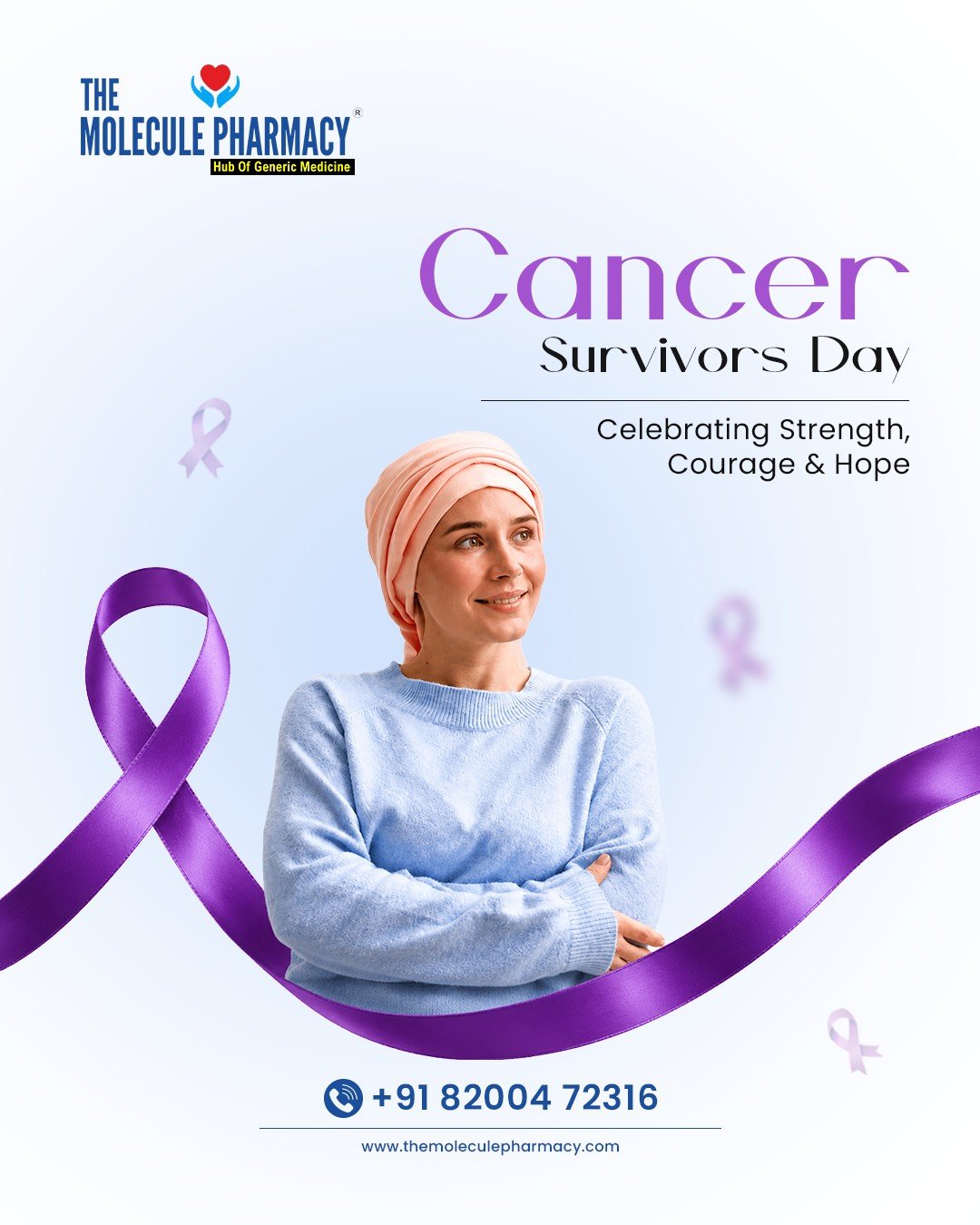 Today, we honor every survivor’s courage, strength, and journey of hope. 🎗️

Contact: +91 82004 72316
Location: https://themoleculepharmacy.com/store-locator/
Website: https://themoleculepharmacy.com/

#CancerSurvivorsDay #TheMoleculePharmacy #CancerAwareness #Hope #HealthCare