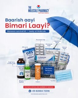 Monsoon = chai + pakode + ✨bimari✨ 😅
.
Iss baarish mein dengue, viral fever, aur stomach infections ka risk badh jata hai. Apne ghar mein ye 5 cheez zaroor rakho:
.
1️⃣ ORS sachets
2️⃣ Paracetamol
3️⃣ Mosquito repellent
4️⃣ Vitamin C tablets
5️⃣ Hand sanitizer
.
Sab kuch generic price par — Molecule Pharmacy par. Ek hi visit, full season ki tayyari. 💪

Visit The Molecule Pharmacy today.
.
Contact: +91 82004 72316
.
Location: https://themoleculepharmacy.com/store-locator/
.
Website: https://themoleculepharmacy.com/
.
#MonsoonHealth #MonsoonCare #DengueAwareness #ViralFever #MoleculePharmacy