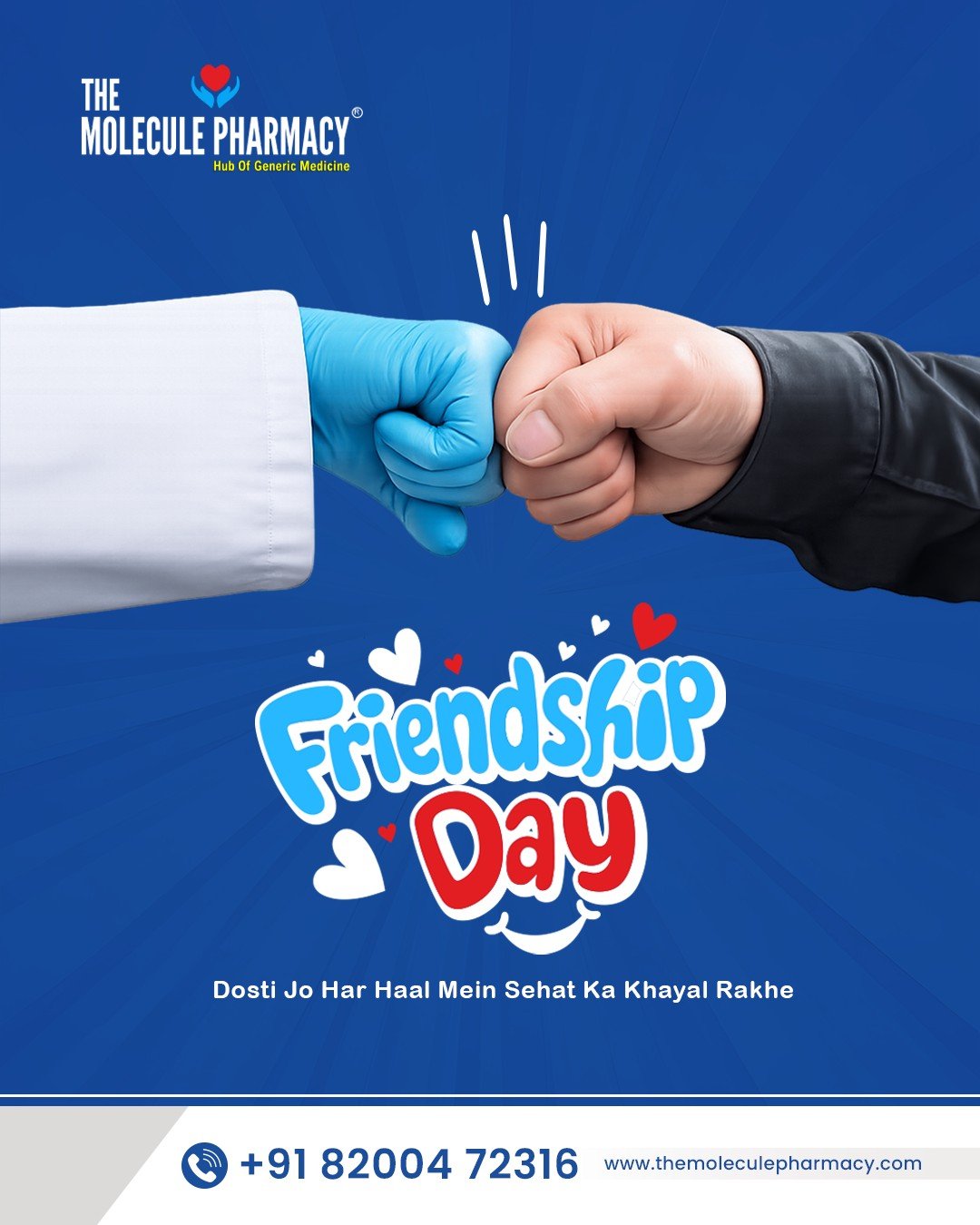 True friendship is about laughter, support, and always caring for each other’s health. This Friendship Day, celebrate the friend who reminds you to take care of yourself. 💚
.
 Make health a part of every friendship with Moleclue Pharmacy.
.
Visit The Molecule Pharmacy today.
.
Contact: +91 82004 72316
.
Location: https://themoleculepharmacy.com/store-locator/
.
Website: https://themoleculepharmacy.com/

#FriendshipDay #HealthyFriendship #MolecluePharmacy #CareThatMatters #friendsforlifeandbeyond
