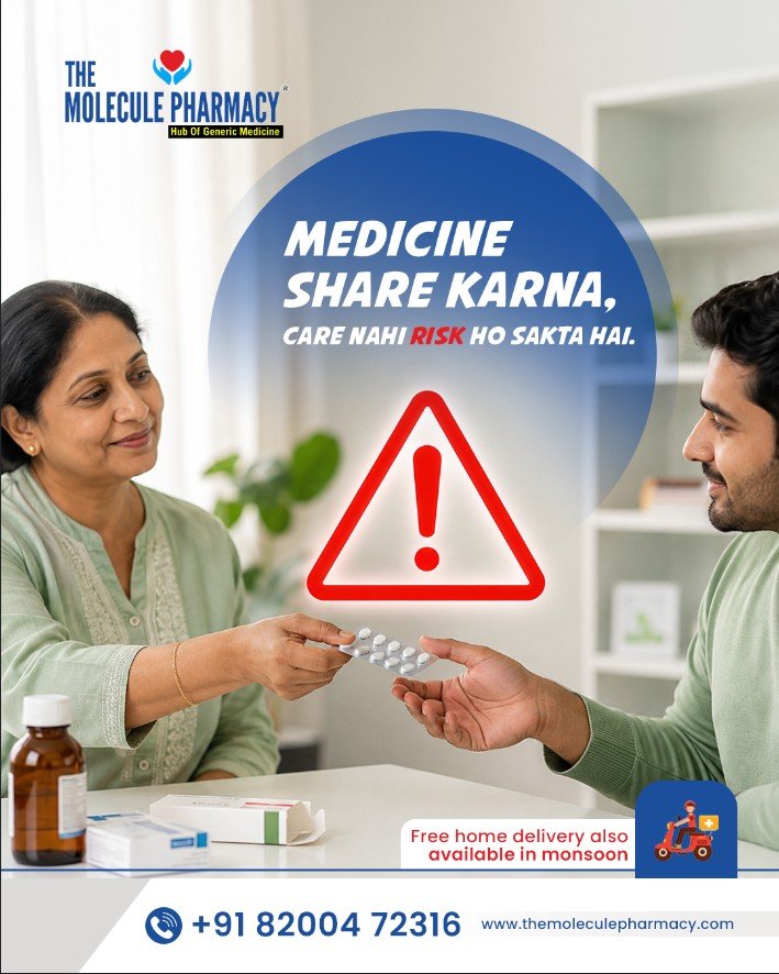 A medicine prescribed for one person may not be safe for another. Always follow the right prescription, dosage, and medical guidance.

For responsible medicine guidance, visit Moleclue Pharmacy.

Visit The Molecule Pharmacy today.
.
Contact: +91 82004 72316
.
Location: https://themoleculepharmacy.com/store-locator/
.
Website: https://themoleculepharmacy.com/

#MolecluePharmacy #MedicineSafety #HealthAwareness #SafeMedication #PharmacyCare